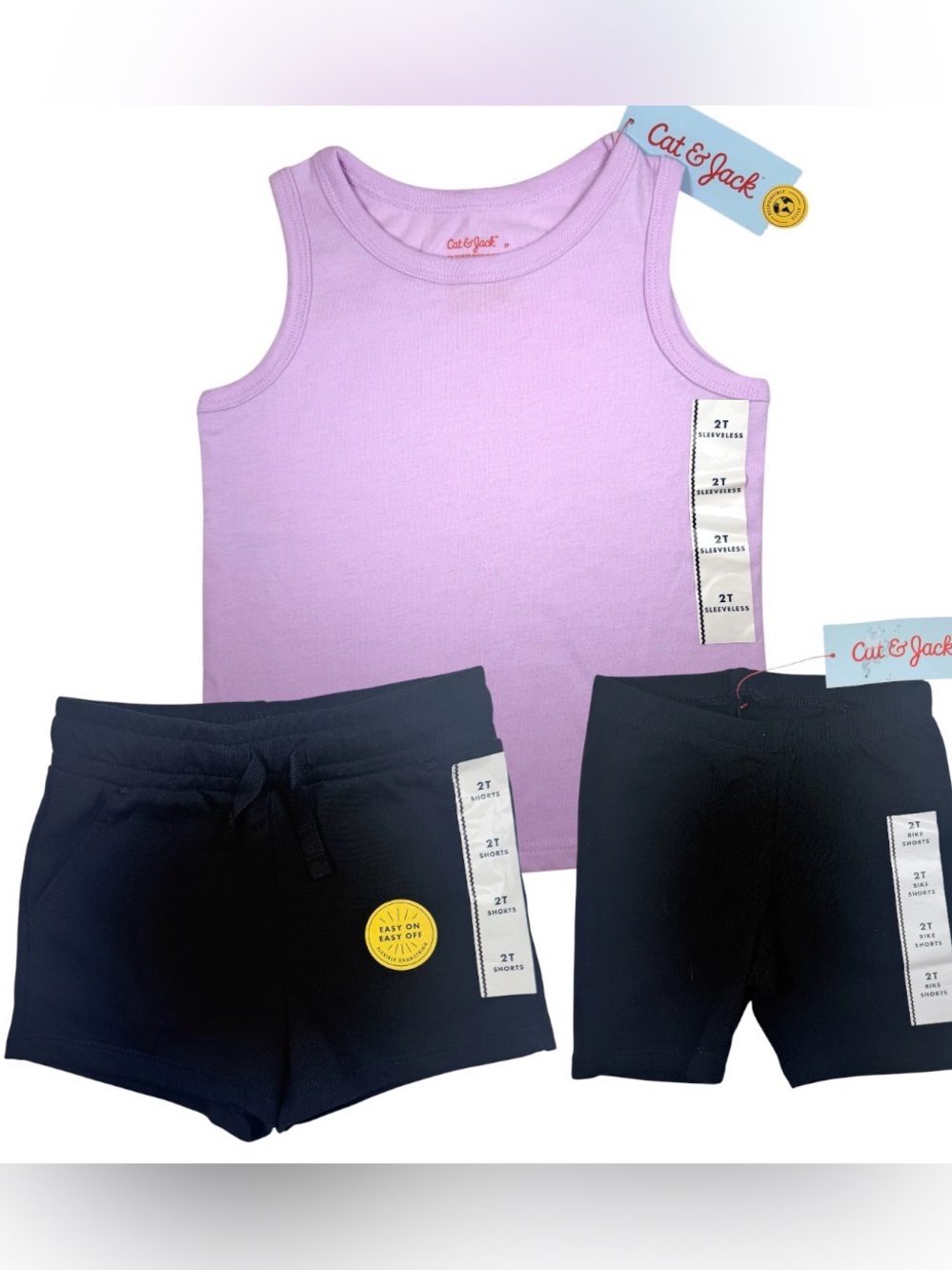 Cat & Jack 3Pc Summer Outfit Set 2T Tank Top Shorts Bike Shorts New